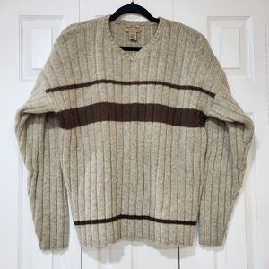 Sonoma Men's XL Lambswool Beige Brown Sweater Vintage Cozy Capsule Minimalist